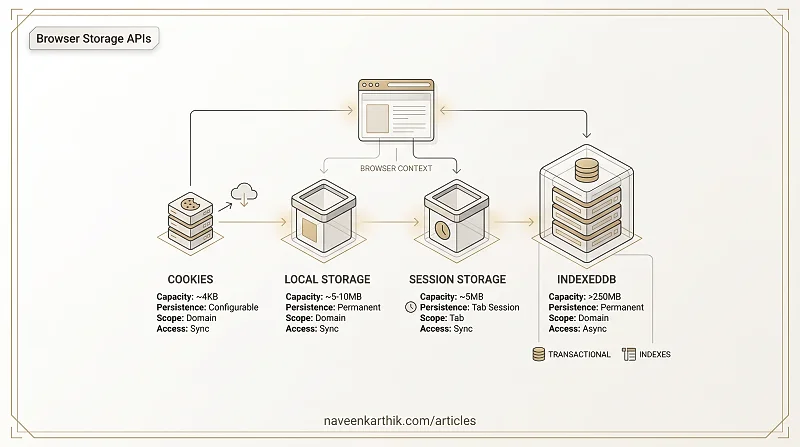 Web APIs #4 — localStorage, Cookies, sessionStorage & IndexedDB